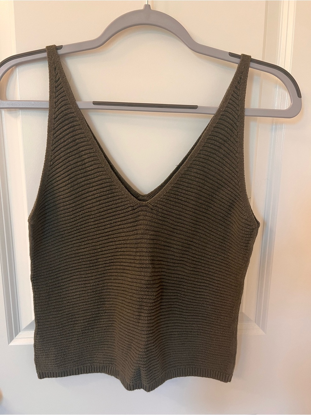 Express Olive Ribbed V-Neck Tank